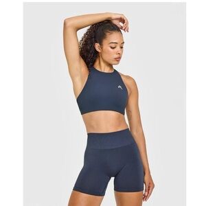 Oner Active Navy High-Neck Seamless Sports Bra